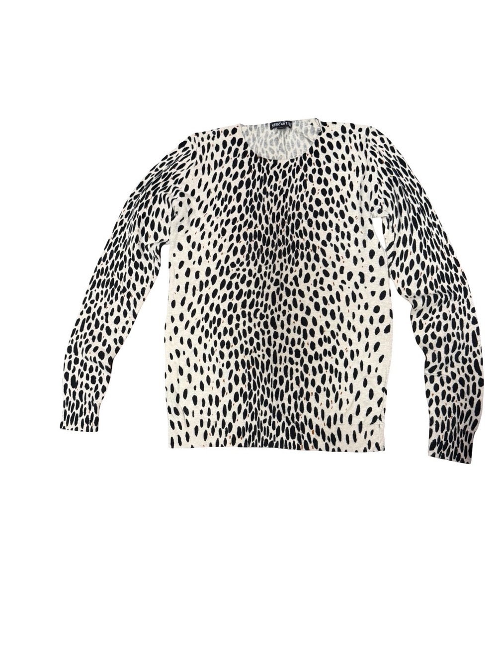 J. Crew Black Spot Print Crewneck Sweater on Cream
